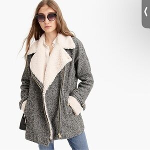 J. Crew Gray and Cream Teddy Jacket